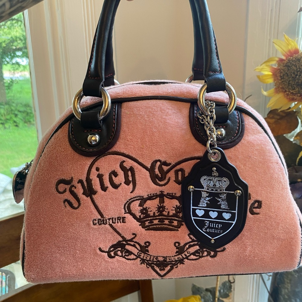 Vintage Juicy Couture BABY PINK Velour Terry BOWLER BAG Y2K RARE BARBIECORE